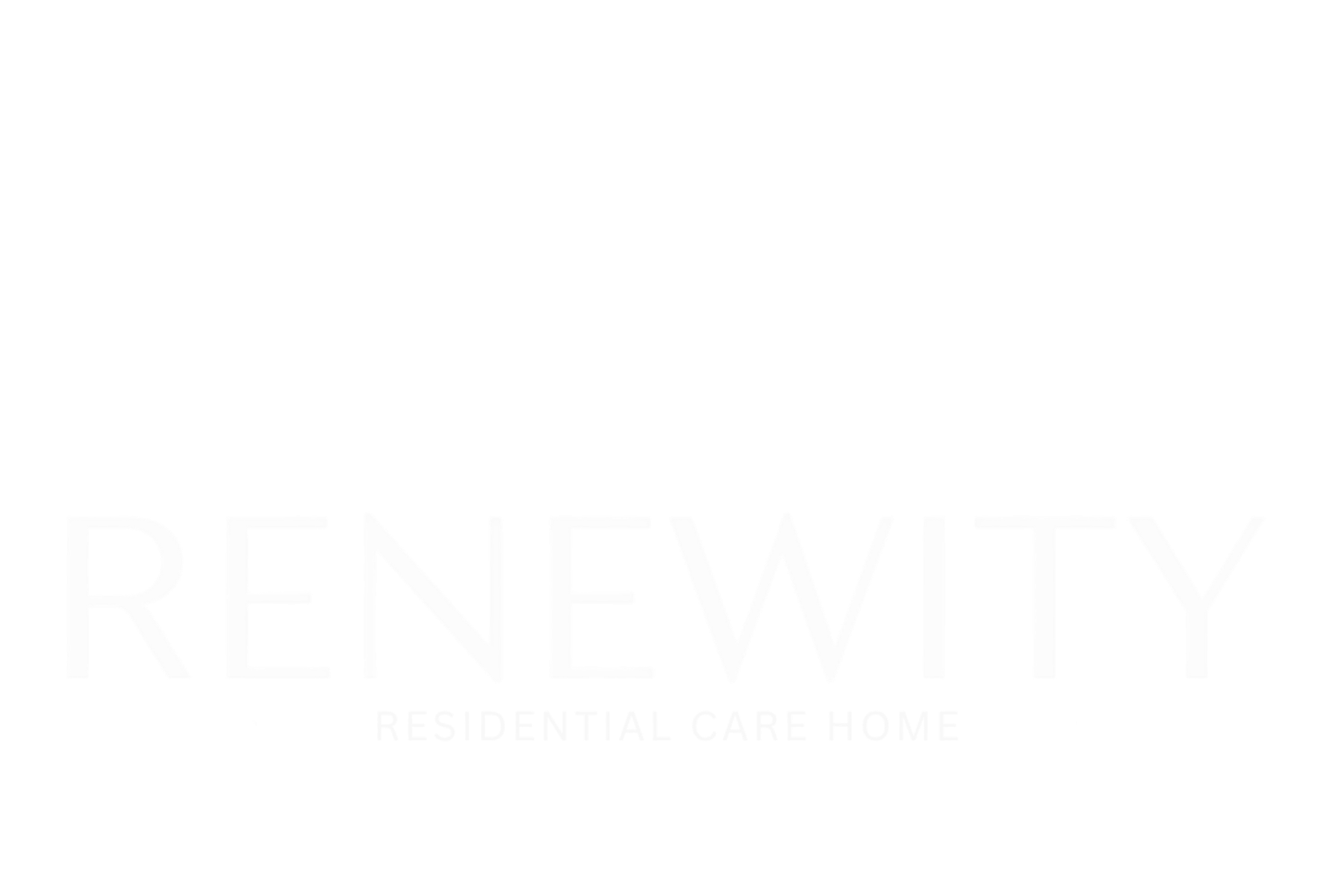 Logo for Renewity Residential Care Home: a house outline with a stylized tree forming a person at the center.